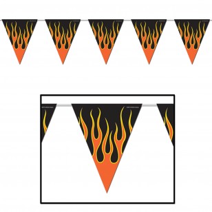 Motorbike Chopper Motorcycle Flame Flag Pennant Bunting